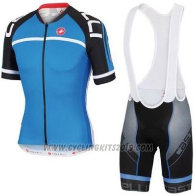 2016 Cycling Jersey Castelli Black and Blue Short Sleeve and Bib Short