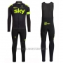 2016 Cycling Jersey Sky Green and Black Long Sleeve and Bib Tight
