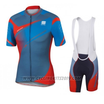 2016 Cycling Jersey Sportful Red and Blue Short Sleeve and Bib Short