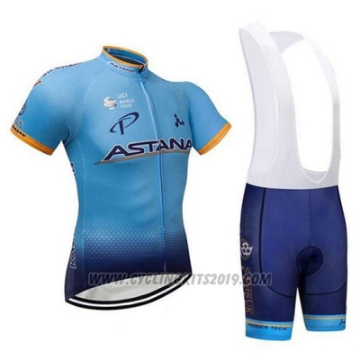 2018 Cycling Jersey Astana Dark Blue Short Sleeve and Bib Short