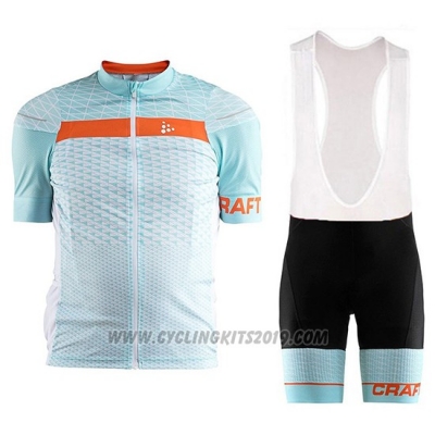 2018 Cycling Jersey Craft Route Light Blue Short Sleeve and Bib Short