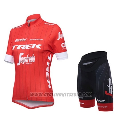 2018 Cycling Jersey Women Trek Segafredo Red Short Sleeve and Bib Short