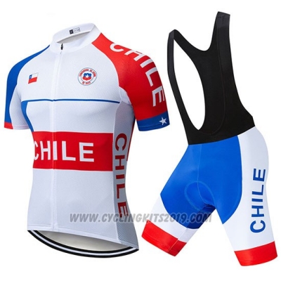 2019 Cycling Jersey Chile White Red Short Sleeve and Bib Short