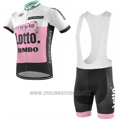 2019 Cycling Jersey Lotto NL-Jumbo Pink White Short Sleeve and Bib Short