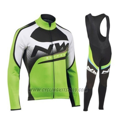 2019 Cycling Jersey Northwave Green Black White Long Sleeve and Bib Tight
