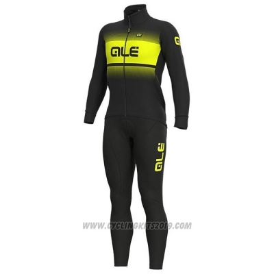 2020 Cycling Jersey ALE Yellow Black Long Sleeve and Bib Tight(2)