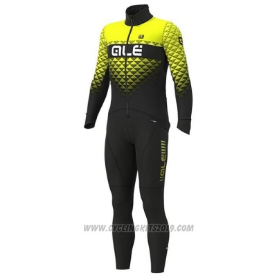 2020 Cycling Jersey ALE Yellow Black Long Sleeve and Bib Tight(3)