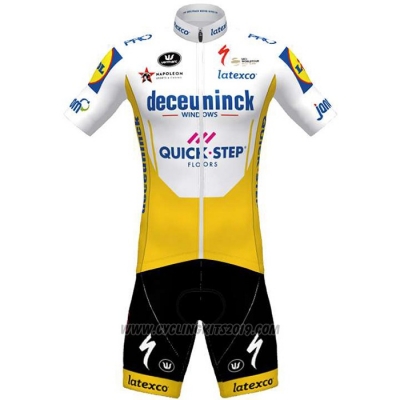 2020 Cycling Jersey Deceuninck Quick Step White Yellow Short Sleeve and Bib Short