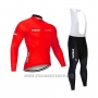 2020 Cycling Jersey STRAVA Red Long Sleeve and Bib Tight