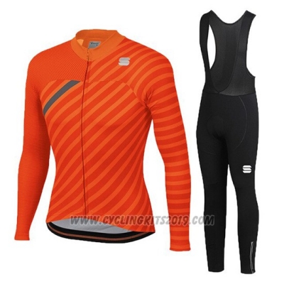 2020 Cycling Jersey Women Sportful Orange Gray Long Sleeve and Bib Tight
