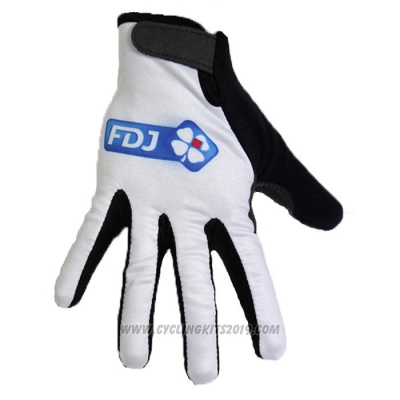 2020 FDJ Full Finger Gloves White Black