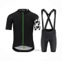 2021 Cycling Jersey Assos Black White Green Short Sleeve and Bib Short