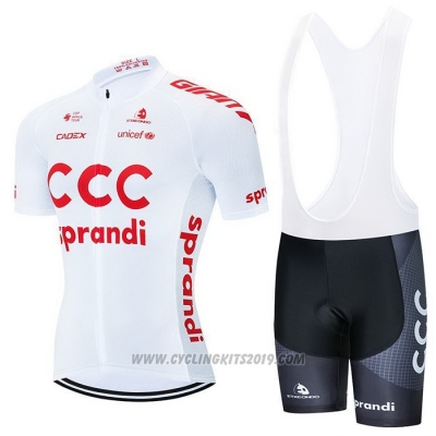 2021 Cycling Jersey CCC Team White Short Sleeve and Bib Short