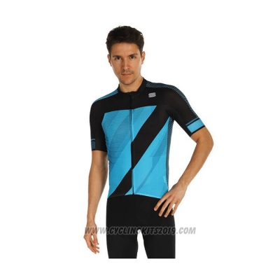 2021 Cycling Jersey Sportful Blue Black Short Sleeve and Bib Short