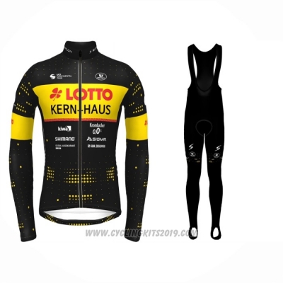 2022 Cycling Jersey Lotto Soudal Yellow Black Long Sleeve and Bib Tight