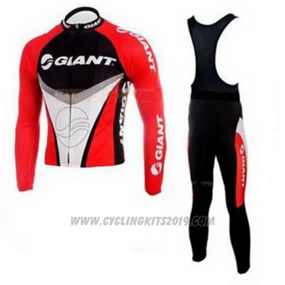 2010 Cycling Jersey Giant Black and Red Long Sleeve and Bib Tight