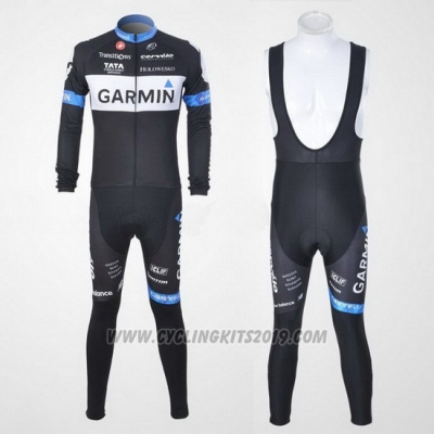 2011 Cycling Jersey Garmin Cervelo White and Black Long Sleeve and Bib Tight