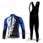 2011 Cycling Jersey Giant Blue Black Long Sleeve and Bib Tight