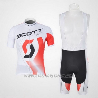 2012 Cycling Jersey Scott White and Red Short Sleeve and Salopette
