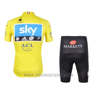 2012 Cycling Jersey Sky Lider Sky Blue and Yellow Short Sleeve and Bib Short