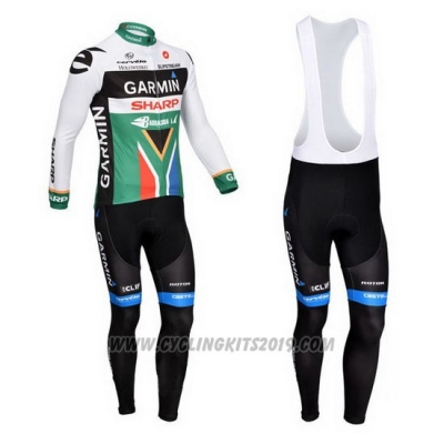 2013 Cycling Jersey Garmin Sharp Campione South Africa Long Sleeve and Bib Tight