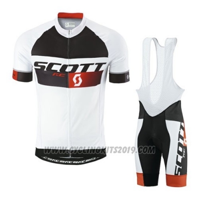 2016 Cycling Jersey Scott White Black Short Sleeve and Salopette