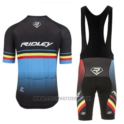 2017 Cycling Jersey Ridley Rincon Light Blue and Black Short Sleeve and Bib Short