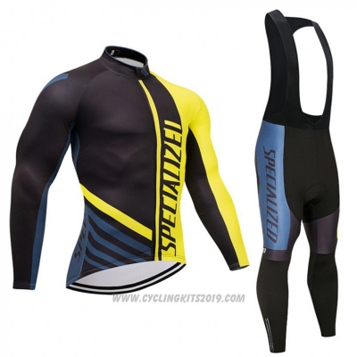 2018 Cycling Jersey Specialized Black and Yellow Long Sleeve and Bib Tight