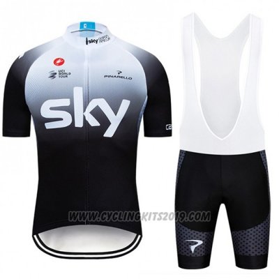2019 Cycling Jersey Sky White Black Short Sleeve and Bib Short