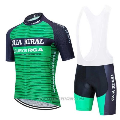 2020 Cycling Jersey Caja Rural Green Black Short Sleeve and Bib Short