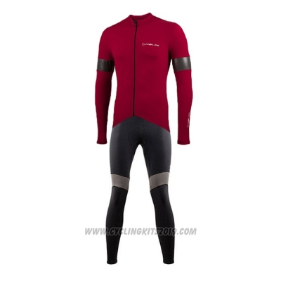 2021 Cycling Jersey Nalini Deep Red Long Sleeve and Bib Tight