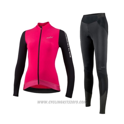 2021 Cycling Jersey Women Nalini Deep Pink Long Sleeve and Bib Tight