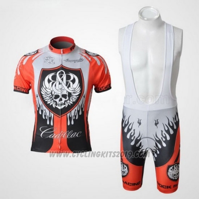 2010 Cycling Jersey Rock Racing Red and Light Blue Short Sleeve and Bib Short