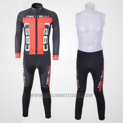 2011 Cycling Jersey Castelli Orange and Black Long Sleeve and Bib Tight