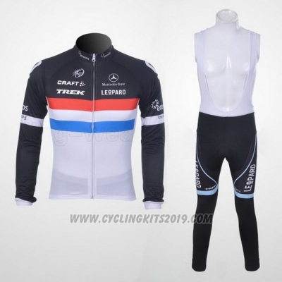 2011 Cycling Jersey Trek Leqpard Campione France Black and White Long Sleeve and Bib Tight