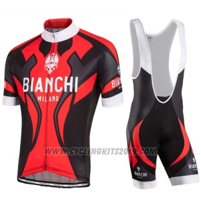 2016 Cycling Jersey Bianchi Black and Red Short Sleeve and Bib Short [hua1551]