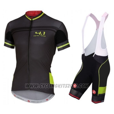 2016 Cycling Jersey Castelli Black and Green Short Sleeve and Bib Short