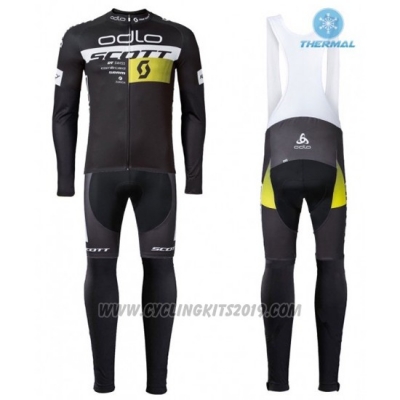 2016 Cycling Jersey Scott Yellow and Black Long Sleeve and Salopette