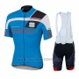 2016 Cycling Jersey Sportful Black and Blue Short Sleeve and Bib Short