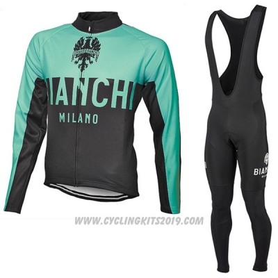 2017 Cycling Jersey Bianchi Milano Ml Green and Black Long Sleeve and Bib Tight