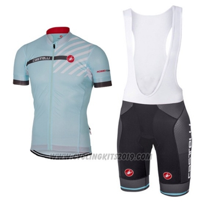 2017 Cycling Jersey Castelli Light Blue Short Sleeve and Bib Short