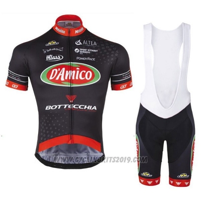 2017 Cycling Jersey D'amico Bottecchia Black Short Sleeve and Bib Short
