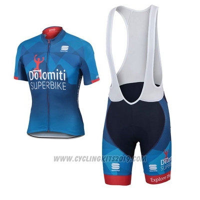 2017 Cycling Jersey Dolomiti Superbike Blue Short Sleeve and Bib Short