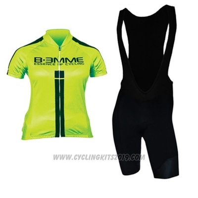 2017 Cycling Jersey Women Biemme Green and Black Short Sleeve and Bib Short