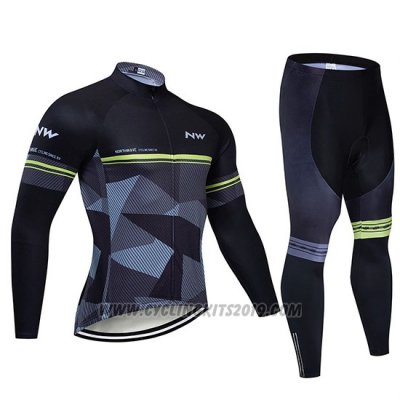 2019 Cycling Jersey Northwave Black Gray Long Sleeve and Bib Tight