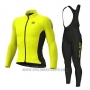 2020 Cycling Jersey ALE Yellow Black Long Sleeve and Bib Tight