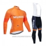 2020 Cycling Jersey Euskadi Murias Orange Long Sleeve and Bib Tight