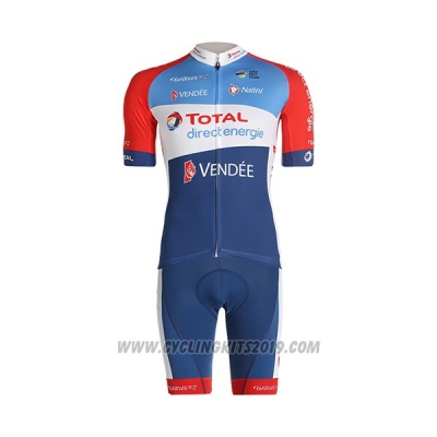 2021 Cycling Jersey Direct Energie Blue Red White Short Sleeve and Bib Short