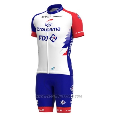2021 Cycling Jersey Groupama-fdj Red Blue Short Sleeve and Bib Short