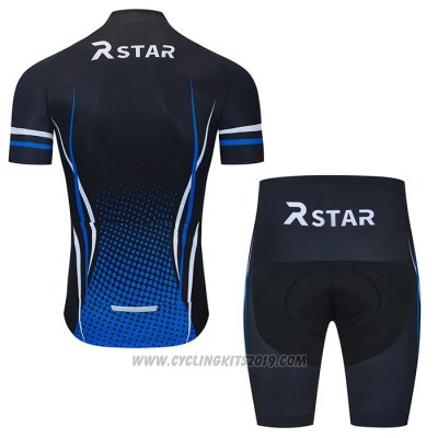2021 Cycling Jersey R Star Black Blue Short Sleeve and Bib Short